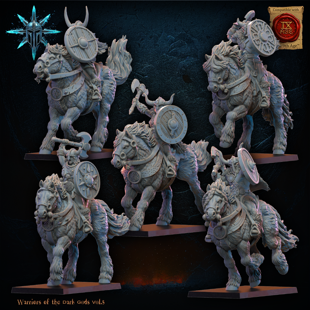 3D Printed Chaos Barbarian Cavalry Regiment by Lost Kingdom Miniatures