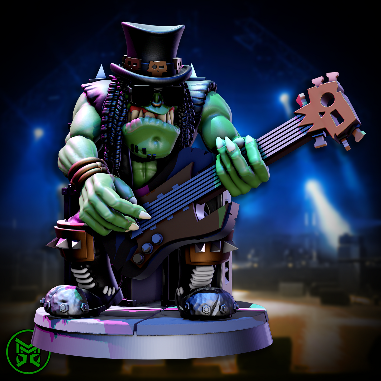 3d Printed Orc Rock Band by Mekka Miniatures