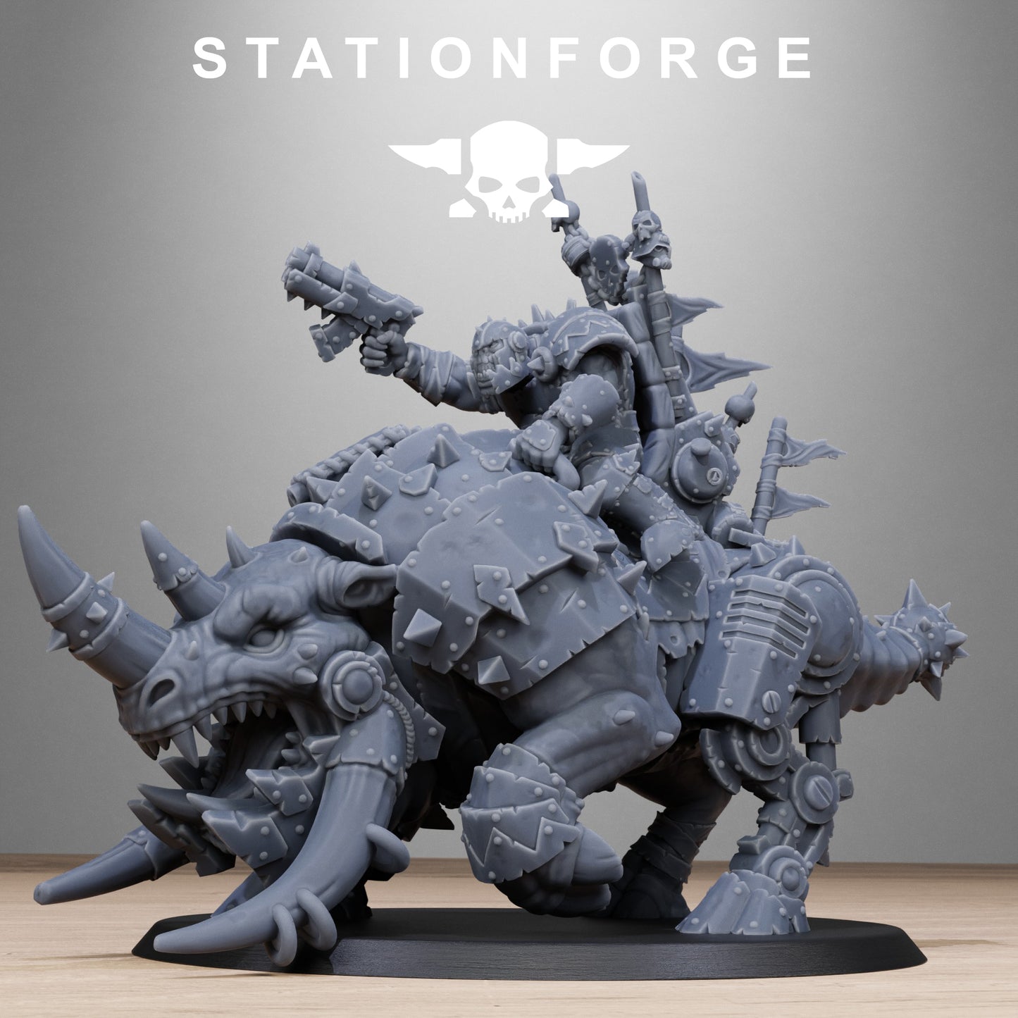 3D Printed Orkaz Brast-Rider Warlord by StationForge Miniatures