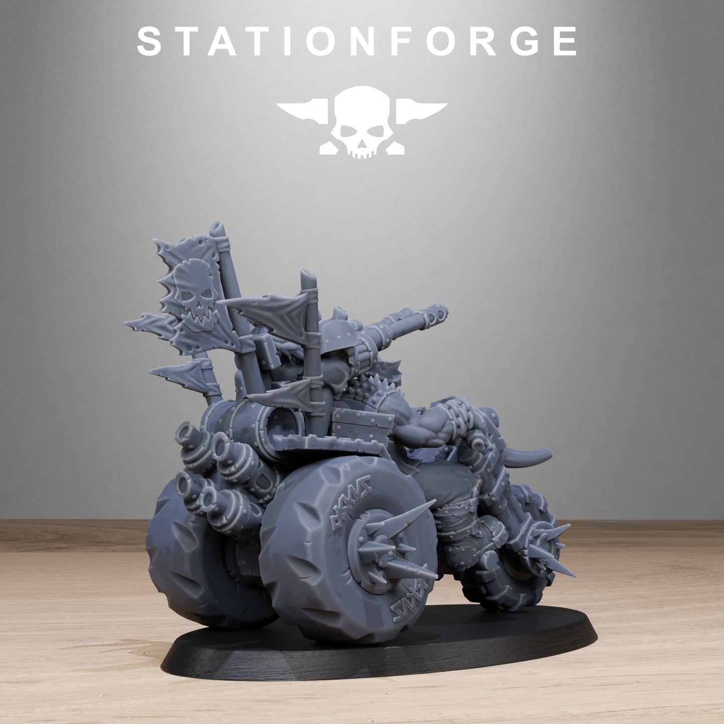3D Printed Orkaz Bikers by StationForge Miniatures