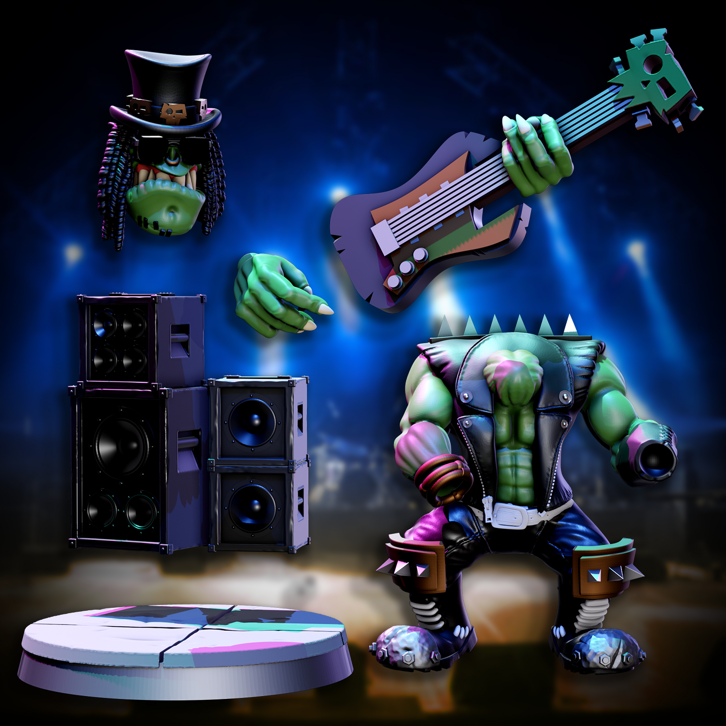 3d Printed Orc Rock Band by Mekka Miniatures