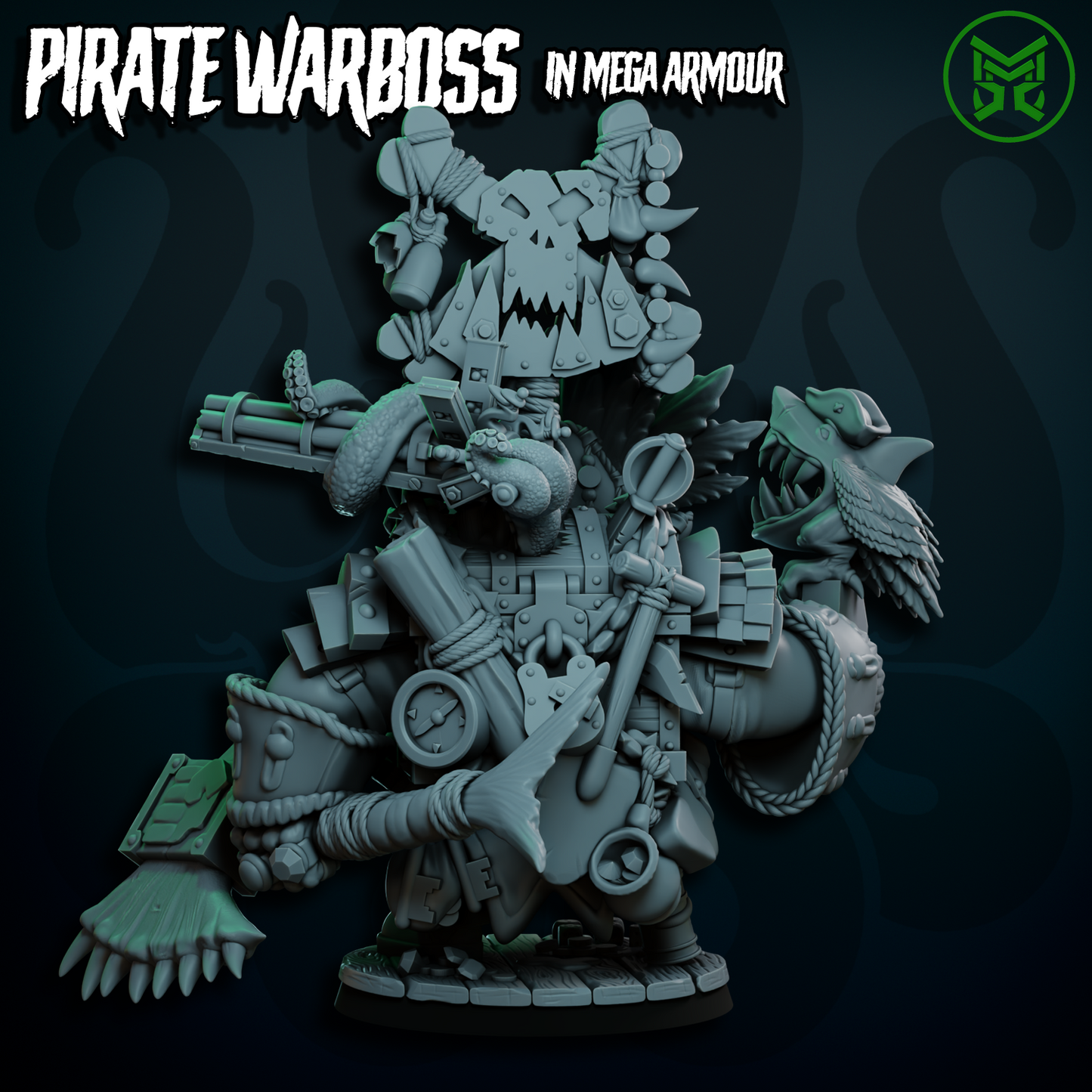 3d Printed Pirate War Boss in Mega Armor by Mekka Miniatures