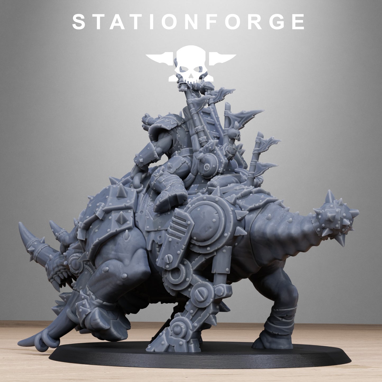3D Printed Orkaz Brast-Rider Warlord by StationForge Miniatures