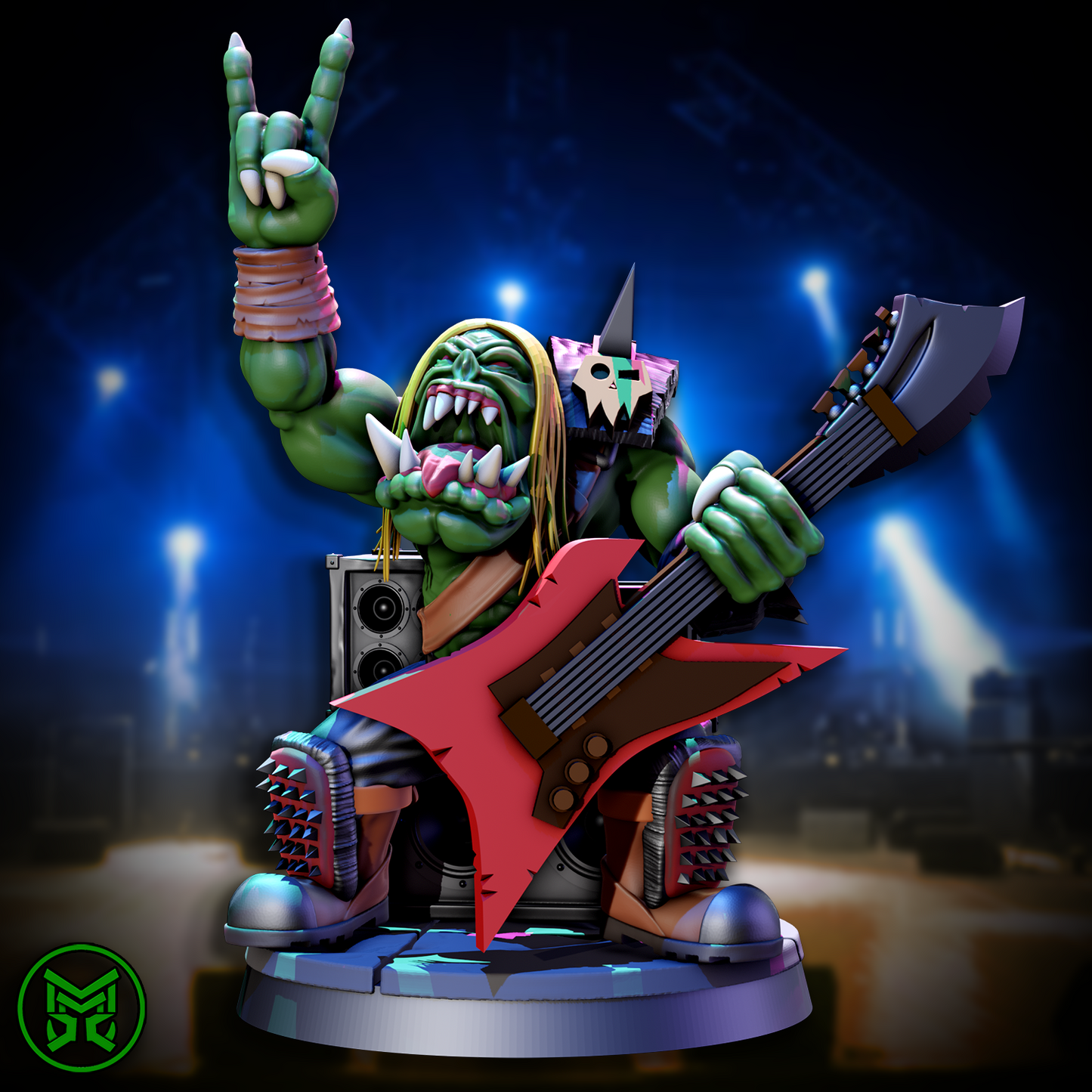 3d Printed Orc Rock Band by Mekka Miniatures