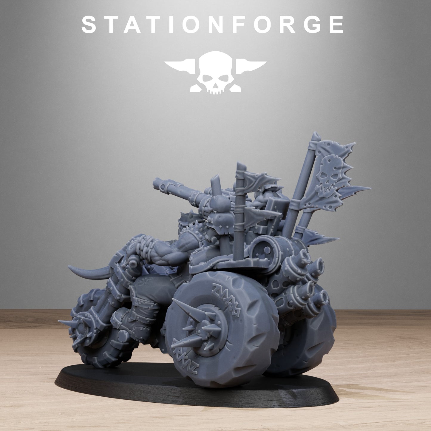 3D Printed Orkaz Bikers by StationForge Miniatures