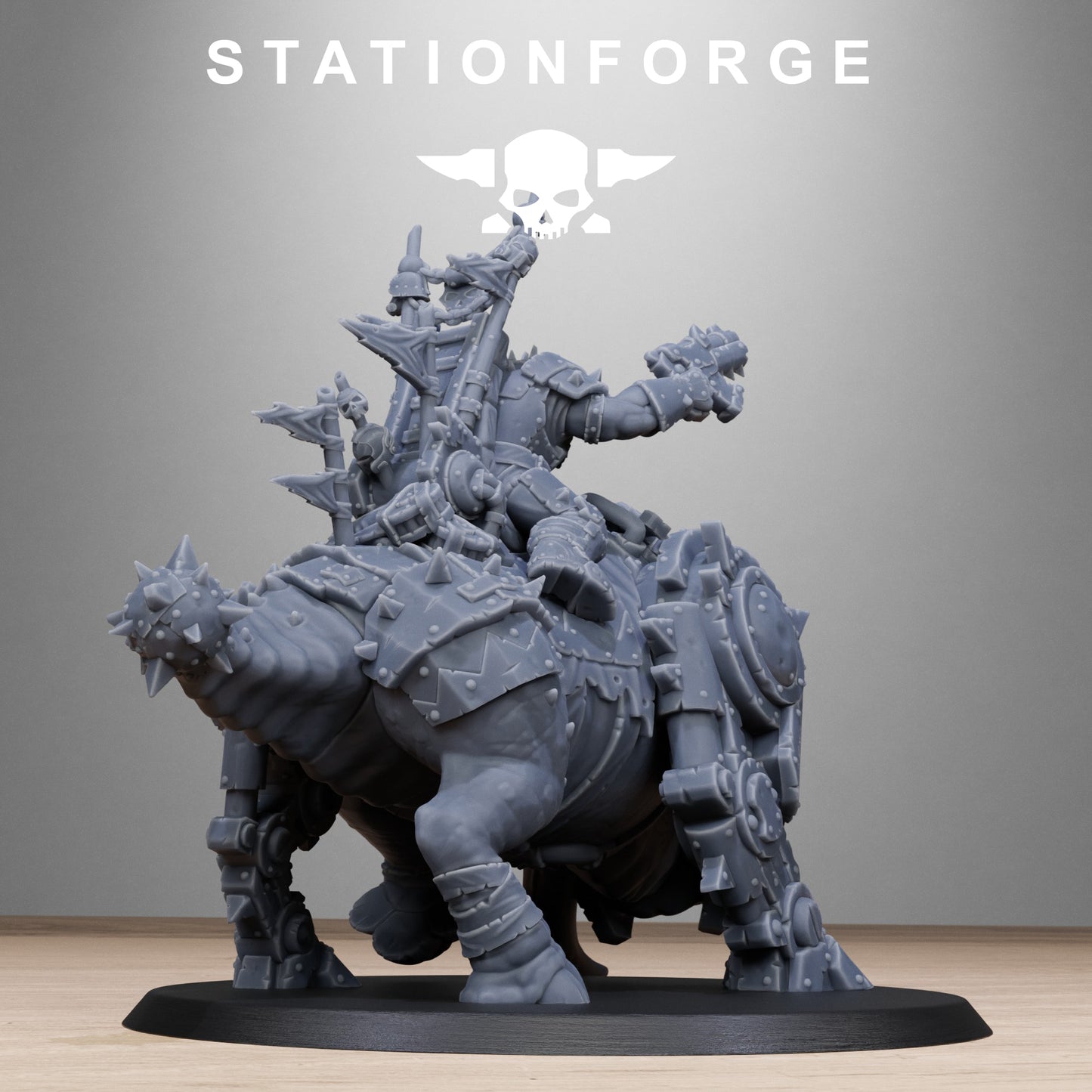 3D Printed Orkaz Brast-Rider Warlord by StationForge Miniatures