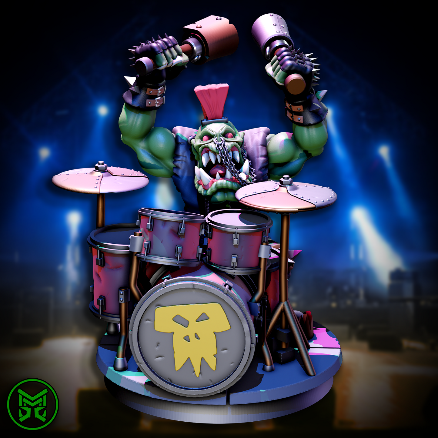 3d Printed Orc Rock Band by Mekka Miniatures