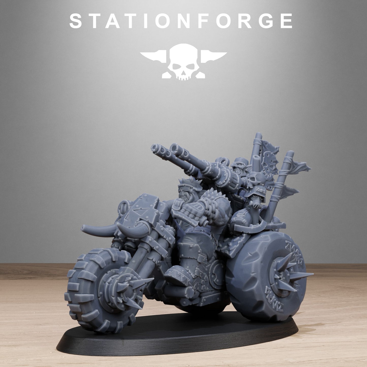 3D Printed Orkaz Bikers by StationForge Miniatures