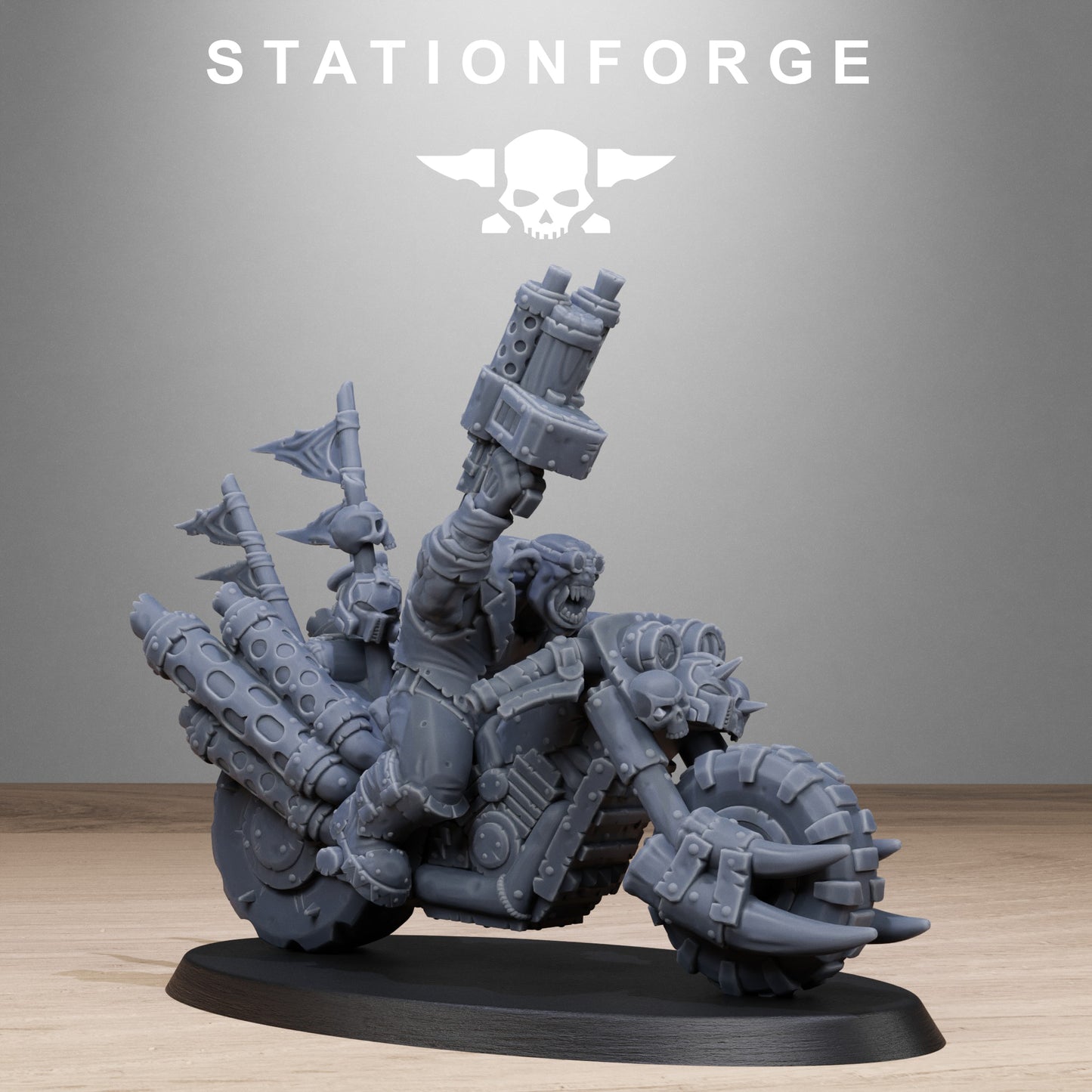 3D Printed Orkaz Bikers by StationForge Miniatures