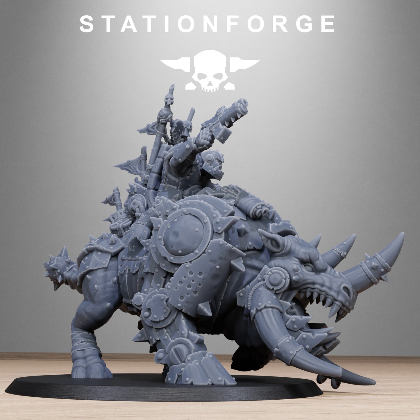 3D Printed Orkaz Brast-Rider Warlord by StationForge Miniatures