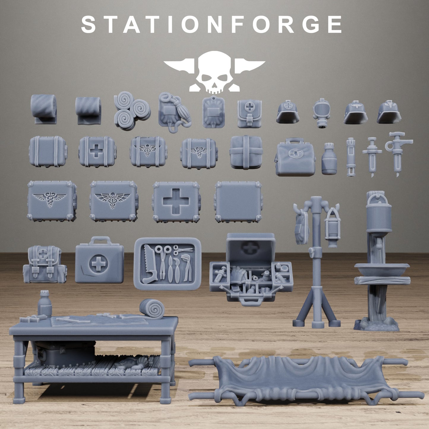 3D Printed GrimGuard Medical Bits Kit by StationForge Miniatures