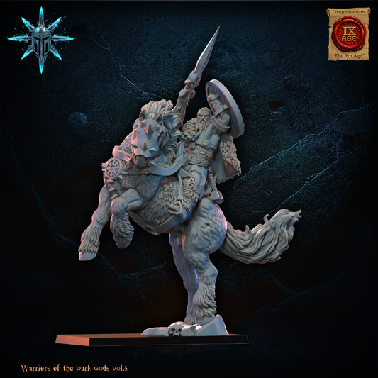 3D Printed Chaos Barbarian Cavalry Hero by Lost Kingdom Miniatures