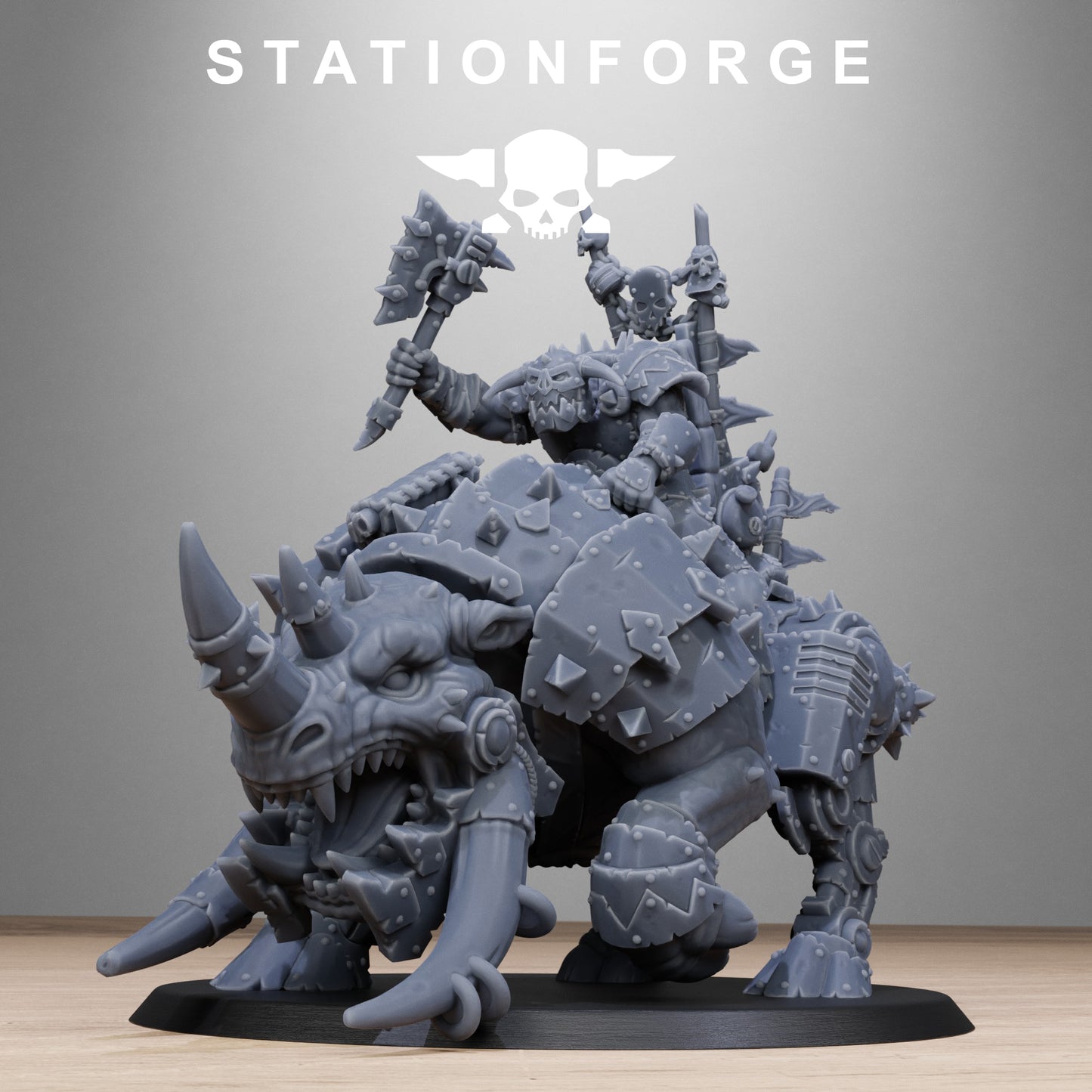 3D Printed Orkaz Brast-Rider Warlord by StationForge Miniatures
