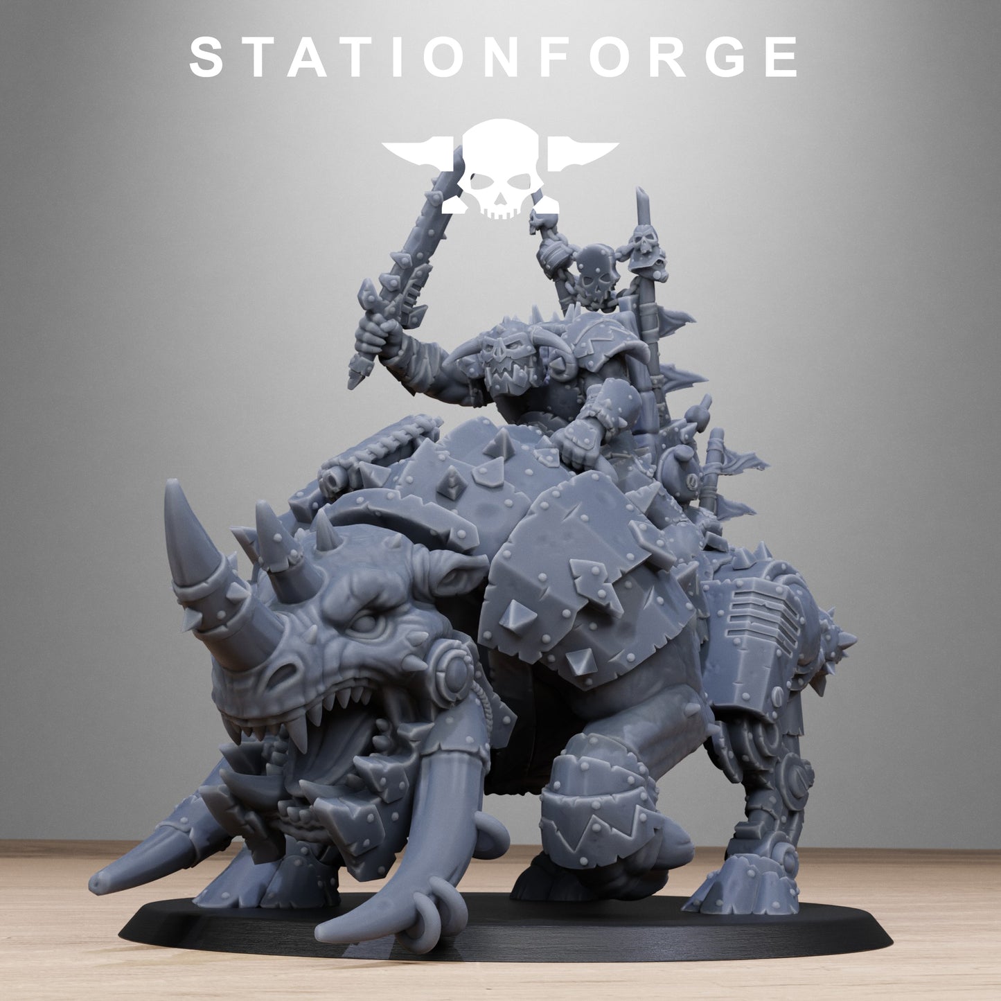 3D Printed Orkaz Brast-Rider Warlord by StationForge Miniatures