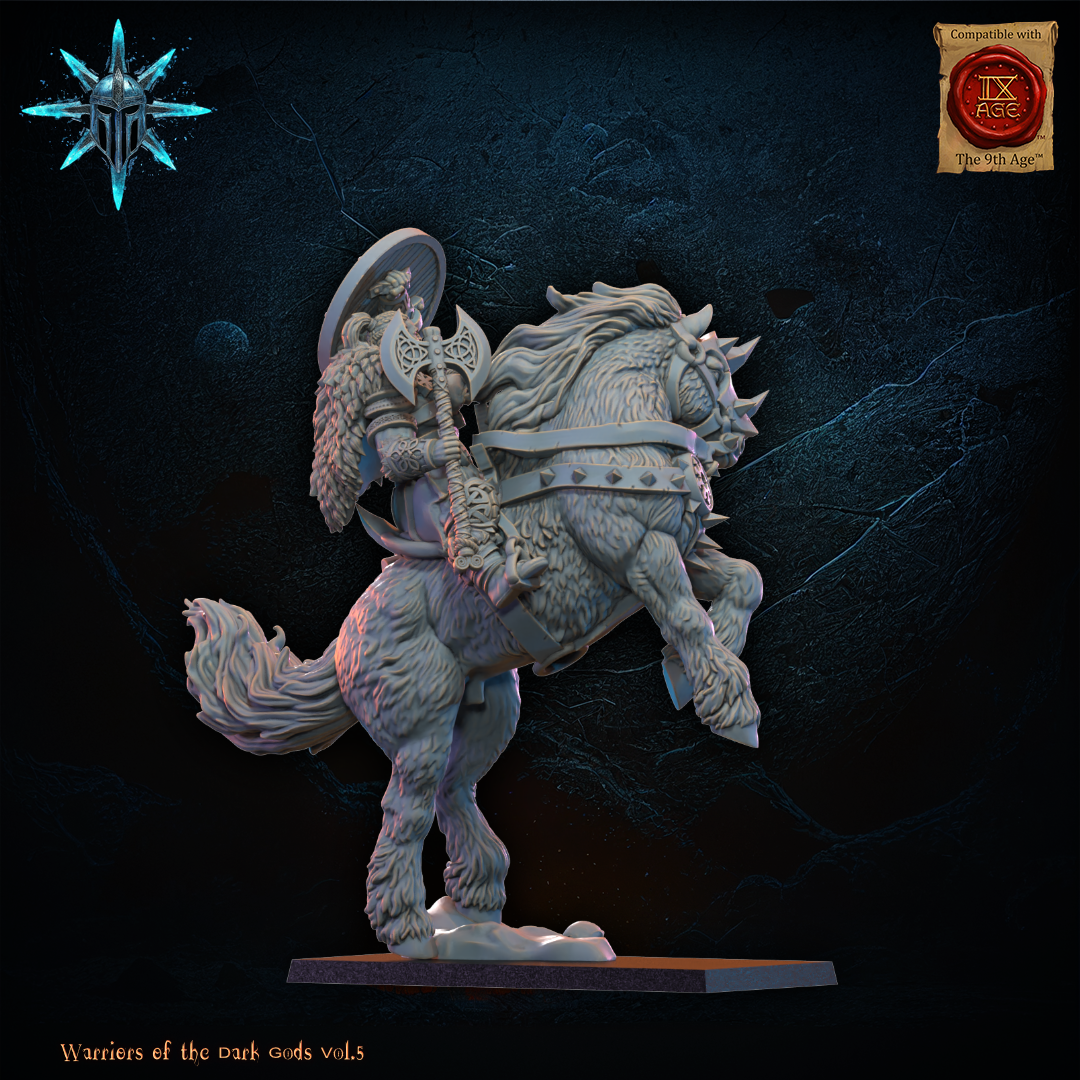 3D Printed Chaos Barbarian Cavalry Hero by Lost Kingdom Miniatures