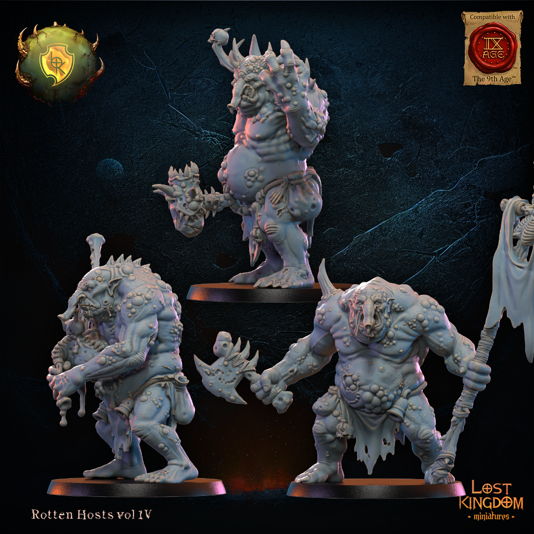 3D Printed Noxious Trolls Command Group by Lost Kingdom Miniatures