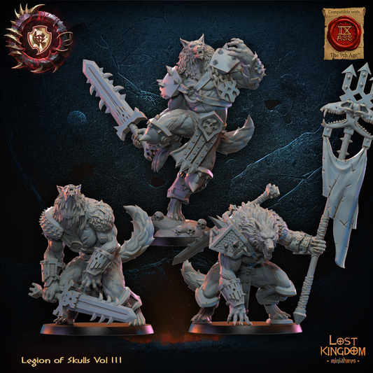 3D Printed Bloodfang Lycan Command Group by Lost Kingdom Miniatures