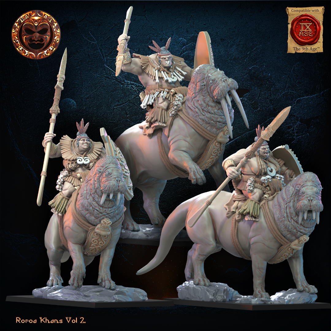 3D Printed Roroa Khan Tusker Riders by Lost Kingdom Miniatures