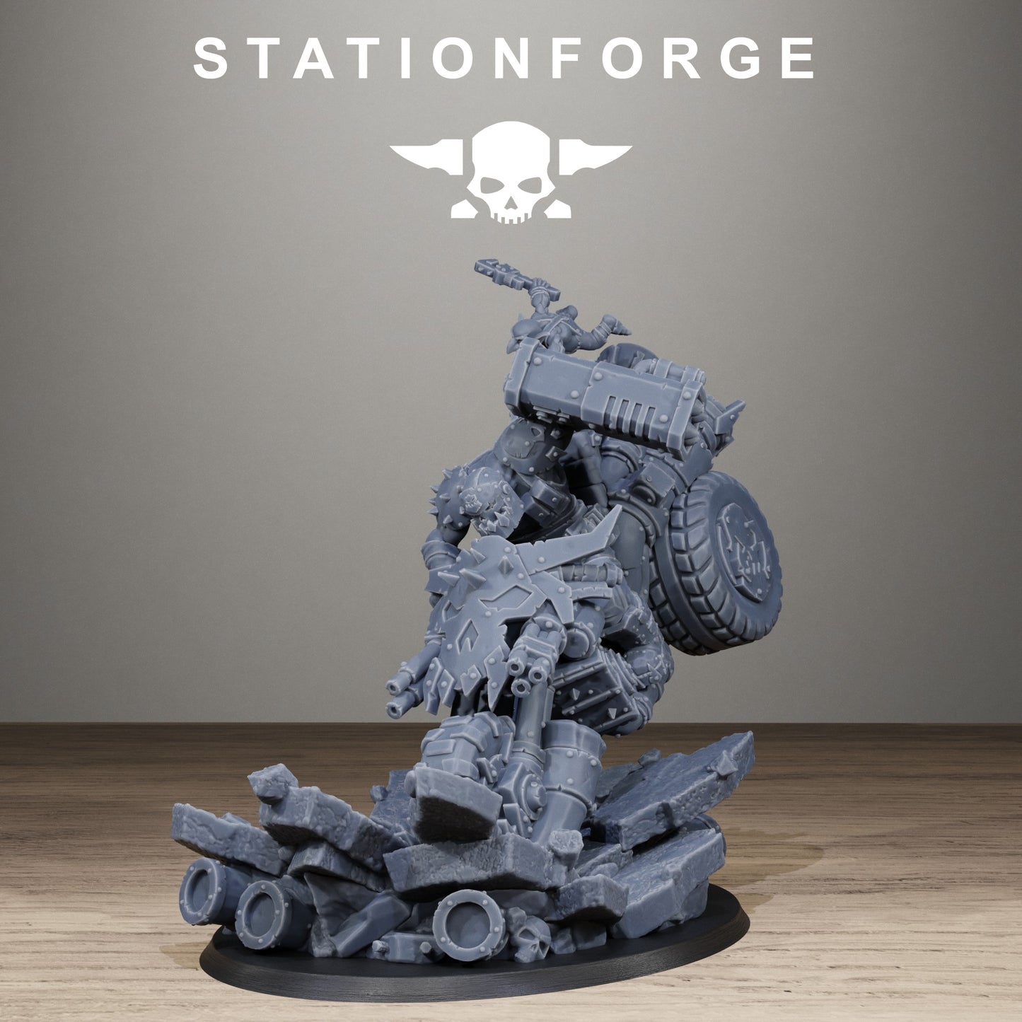 3D Printed Orkaz Biker Boss by StationForge Miniatures