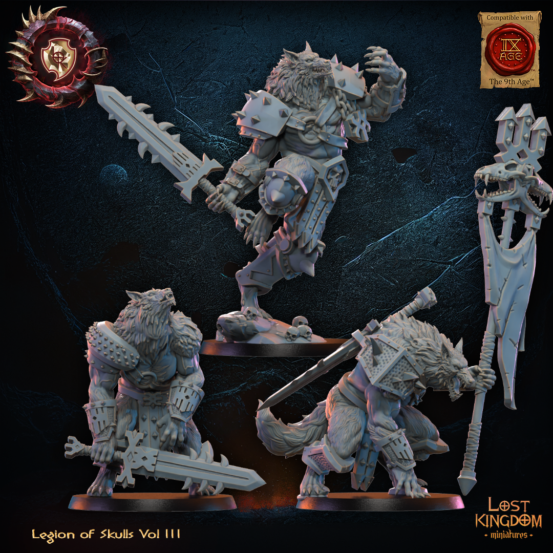 3D Printed Bloodfang Lycan Command Group by Lost Kingdom Miniatures