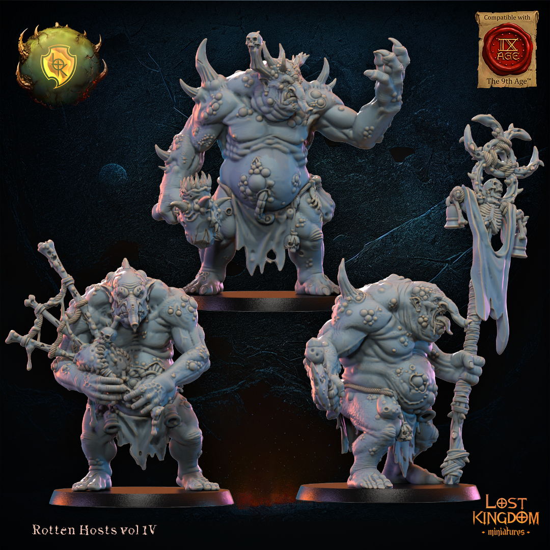 3D Printed Noxious Trolls Command Group by Lost Kingdom Miniatures