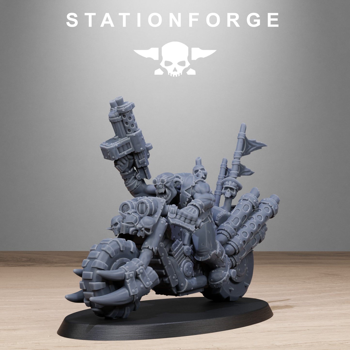 3D Printed Orkaz Bikers by StationForge Miniatures