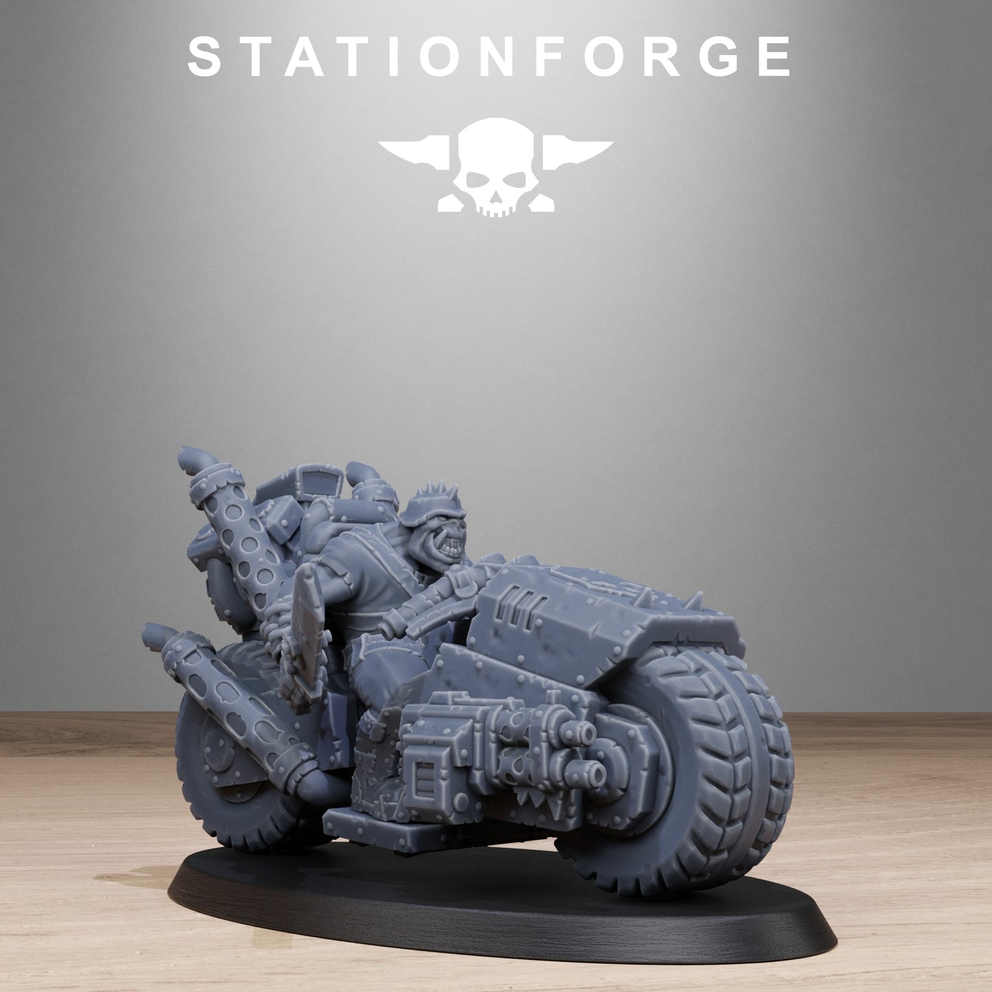 3D Printed Orkaz Bikers by StationForge Miniatures