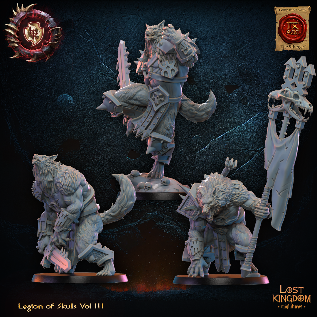3D Printed Bloodfang Lycan Command Group by Lost Kingdom Miniatures