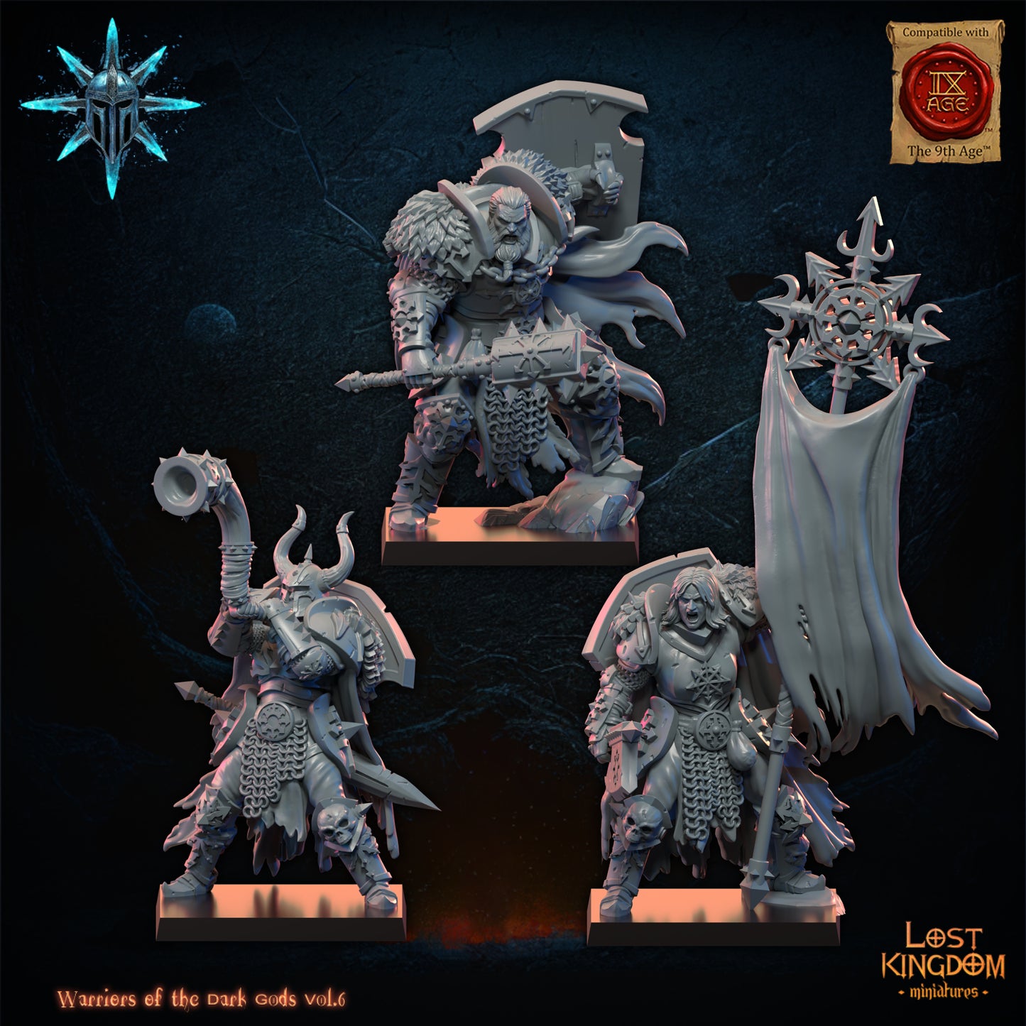 3D Printed Dark Warrior Command Group by Lost Kingdom Miniatures
