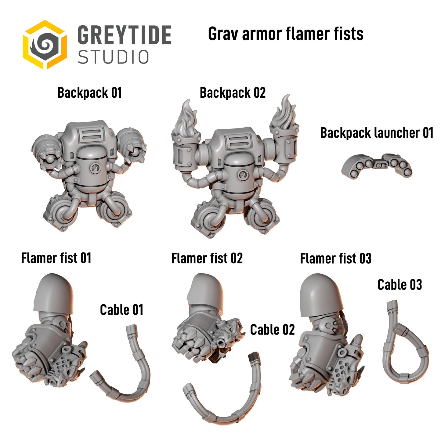 3d Printed Anvil Wardens Flamer Fists by Greytide Studio