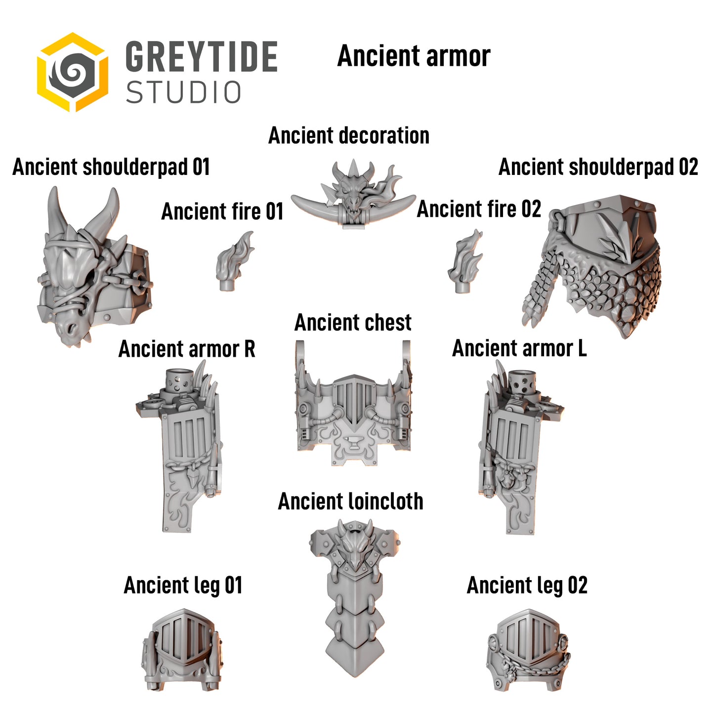 3d Printed Anvil Wardens Ancient Armor Upgrade Kit by Greytide Studio