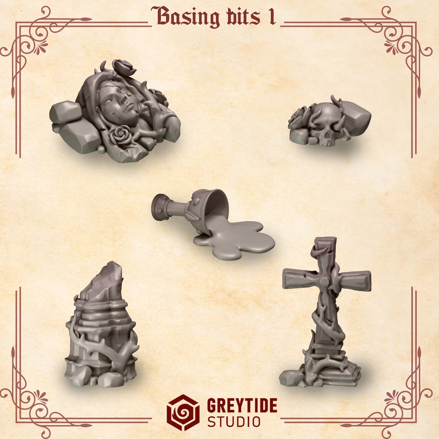 3d Printed Crimson Lords Basing Bits by Greytide Studio