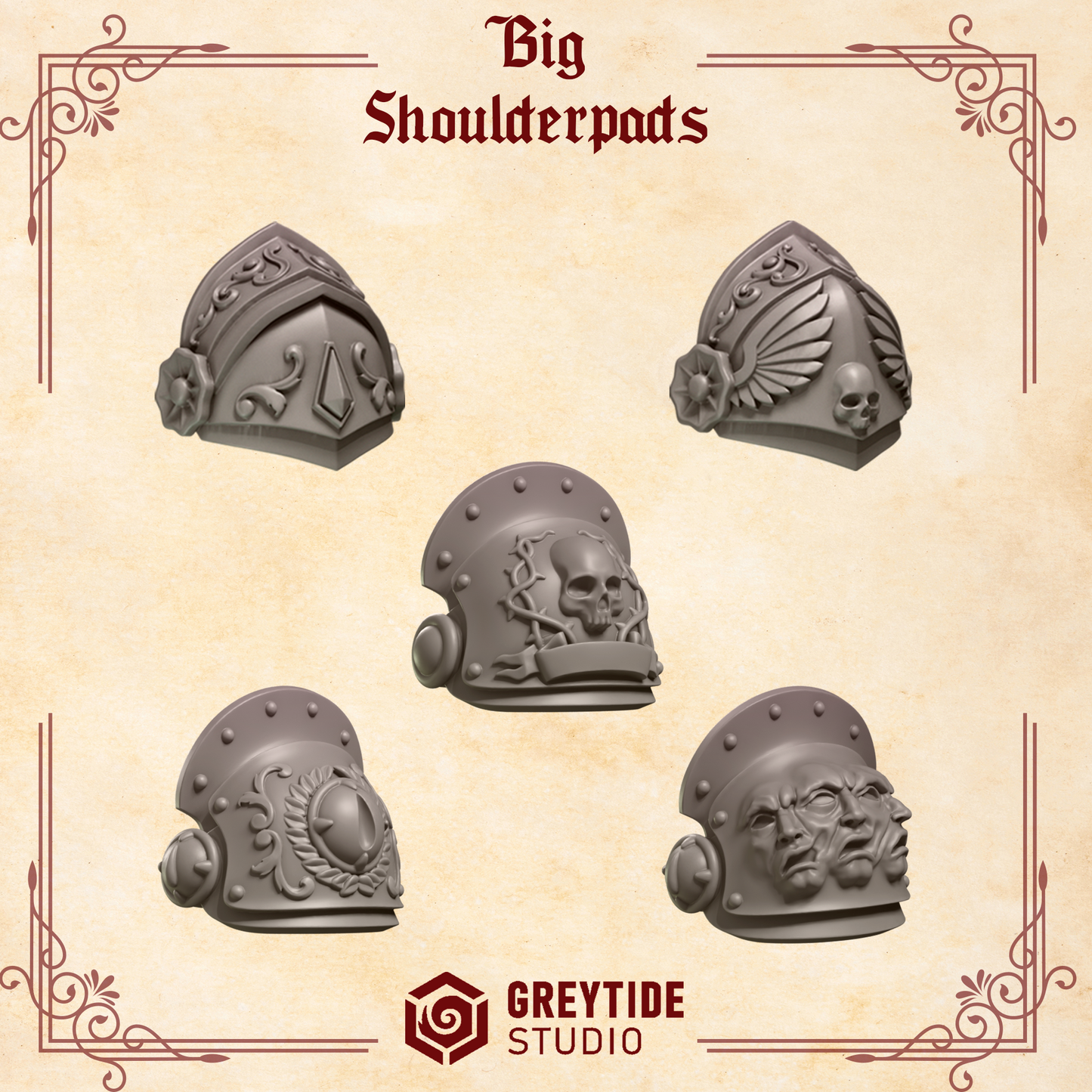 3d Printed Crimson Lords Big Shoulderpads x10 by Greytide Studio