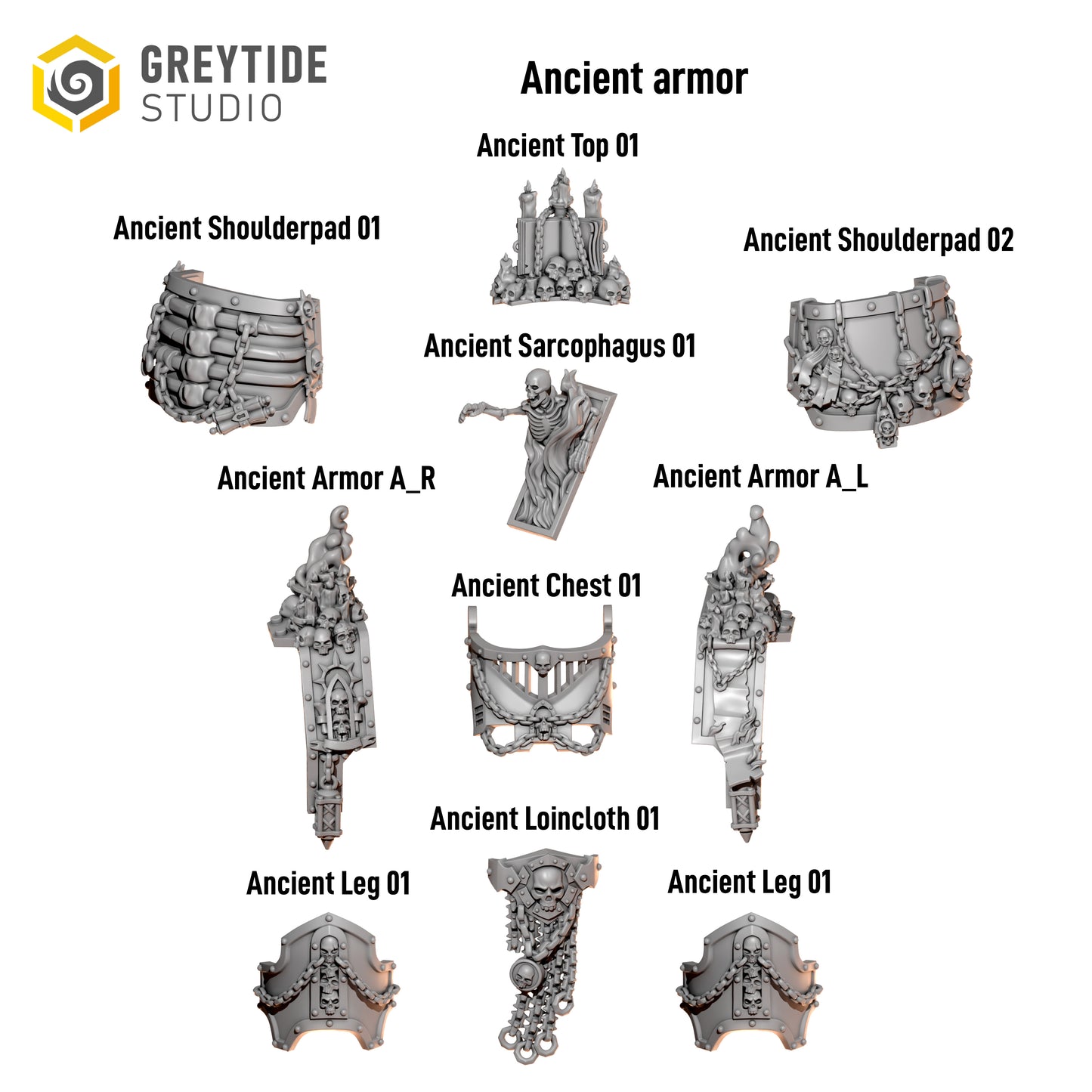 3d Printed Cursed Company Ancient Armor Upgrade Kit by Greytide Studio