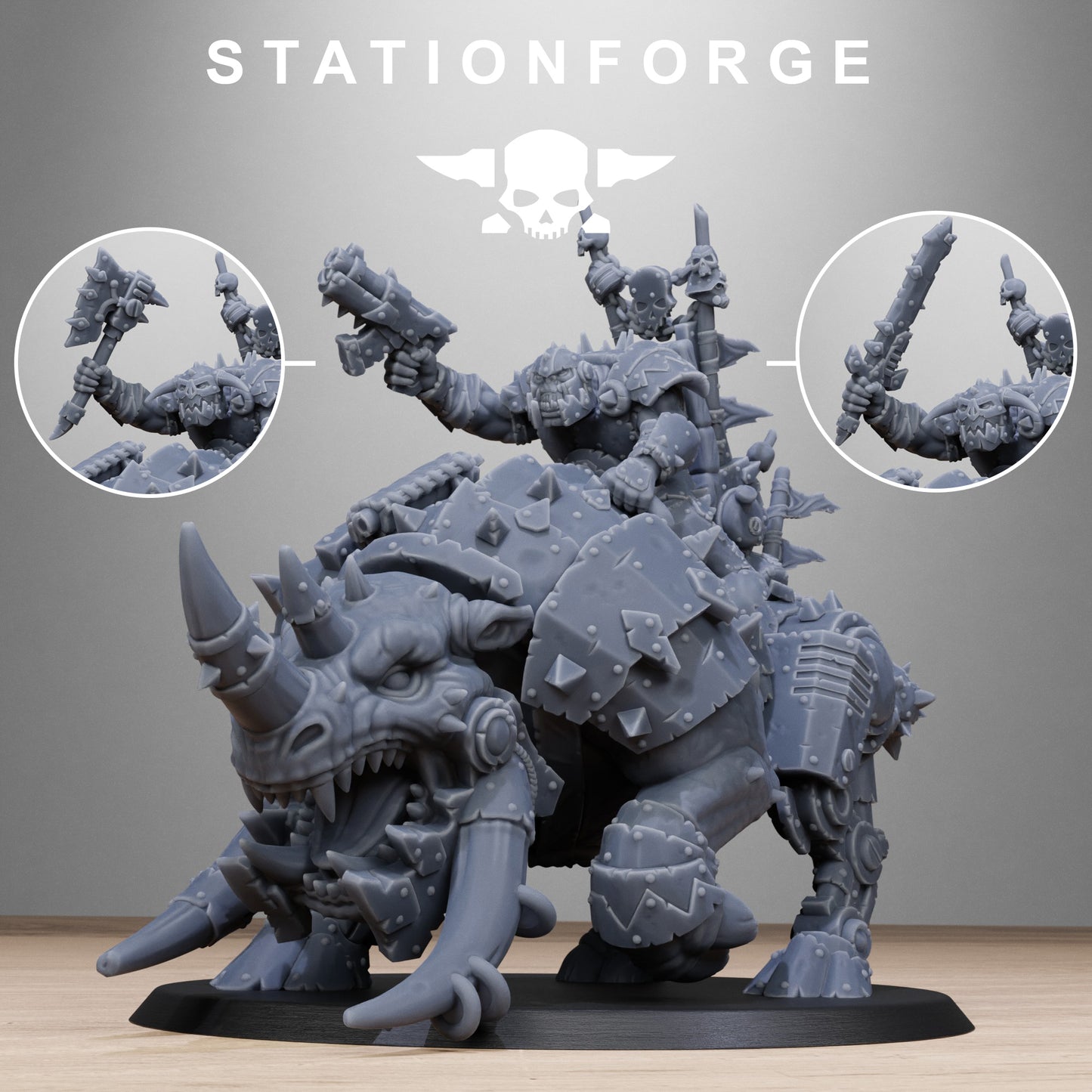 3D Printed Orkaz Brast-Rider Warlord by StationForge Miniatures