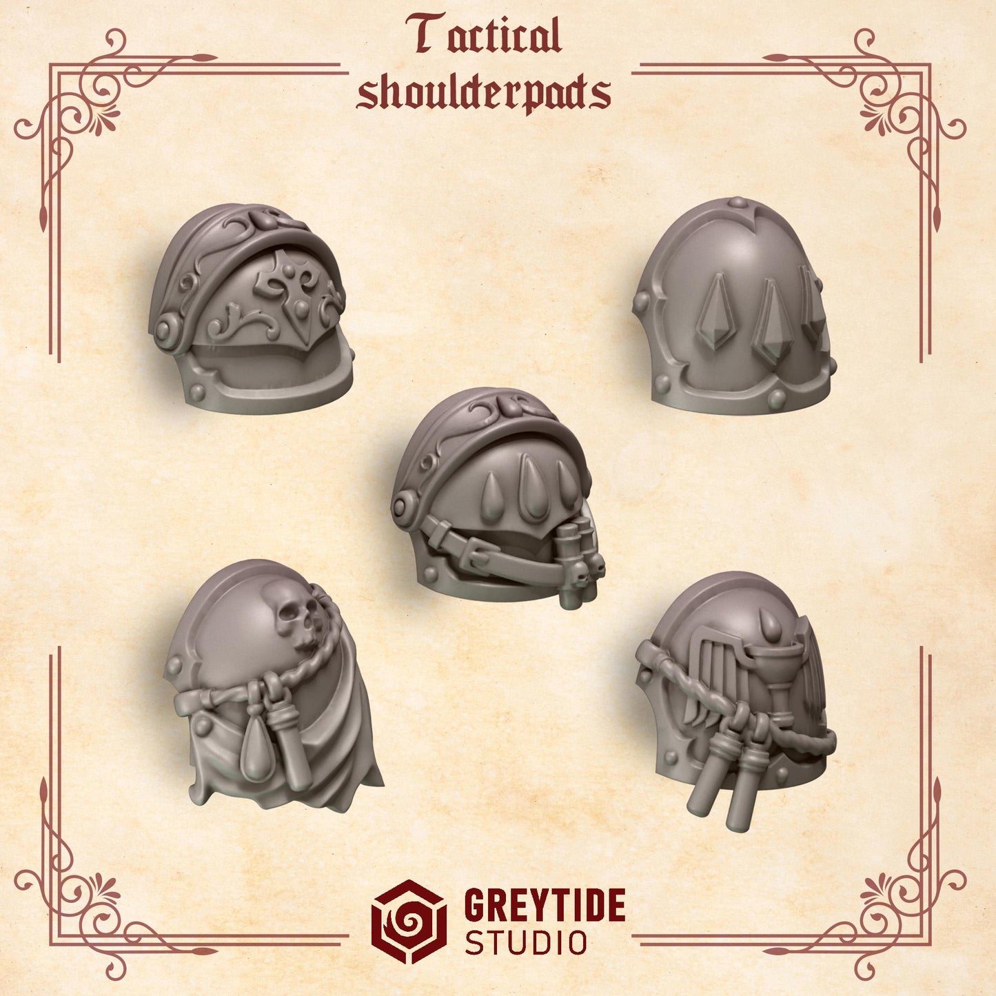 3d Printed Crimson Lords Tactical Shoulderpads #4 x10 by Greytide Studio