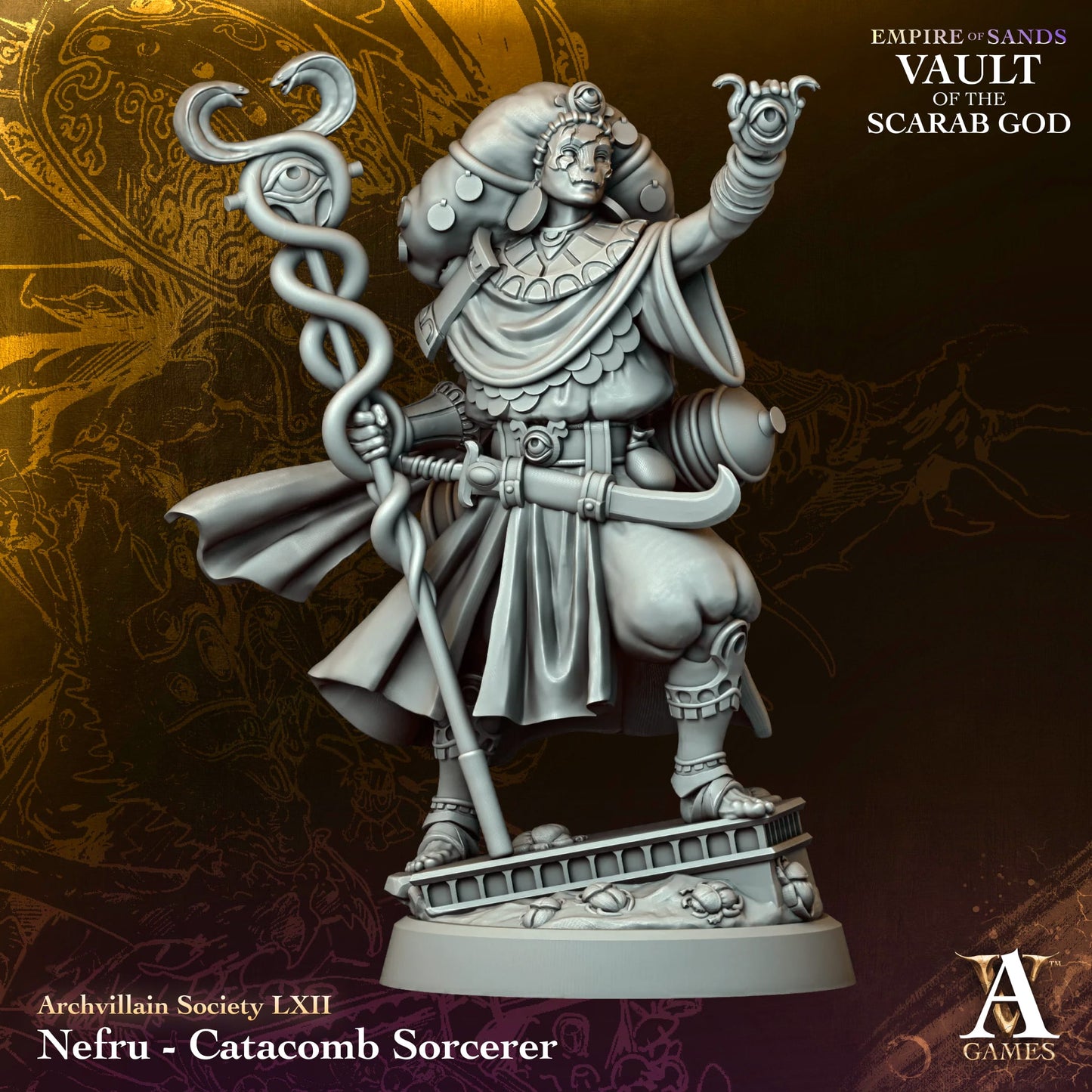 3D Printed Nefru - Catacomb Sorcerer by Archvillain Games