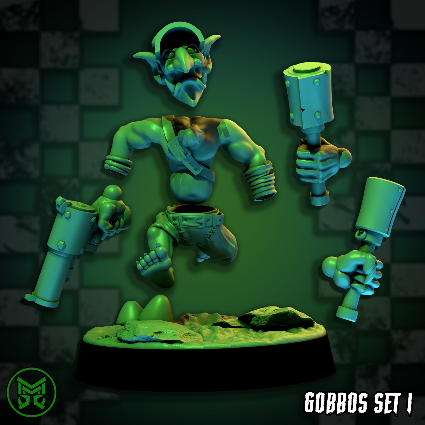 3d Printed Gobbo Crew Modular Set by Mekka Miniatures