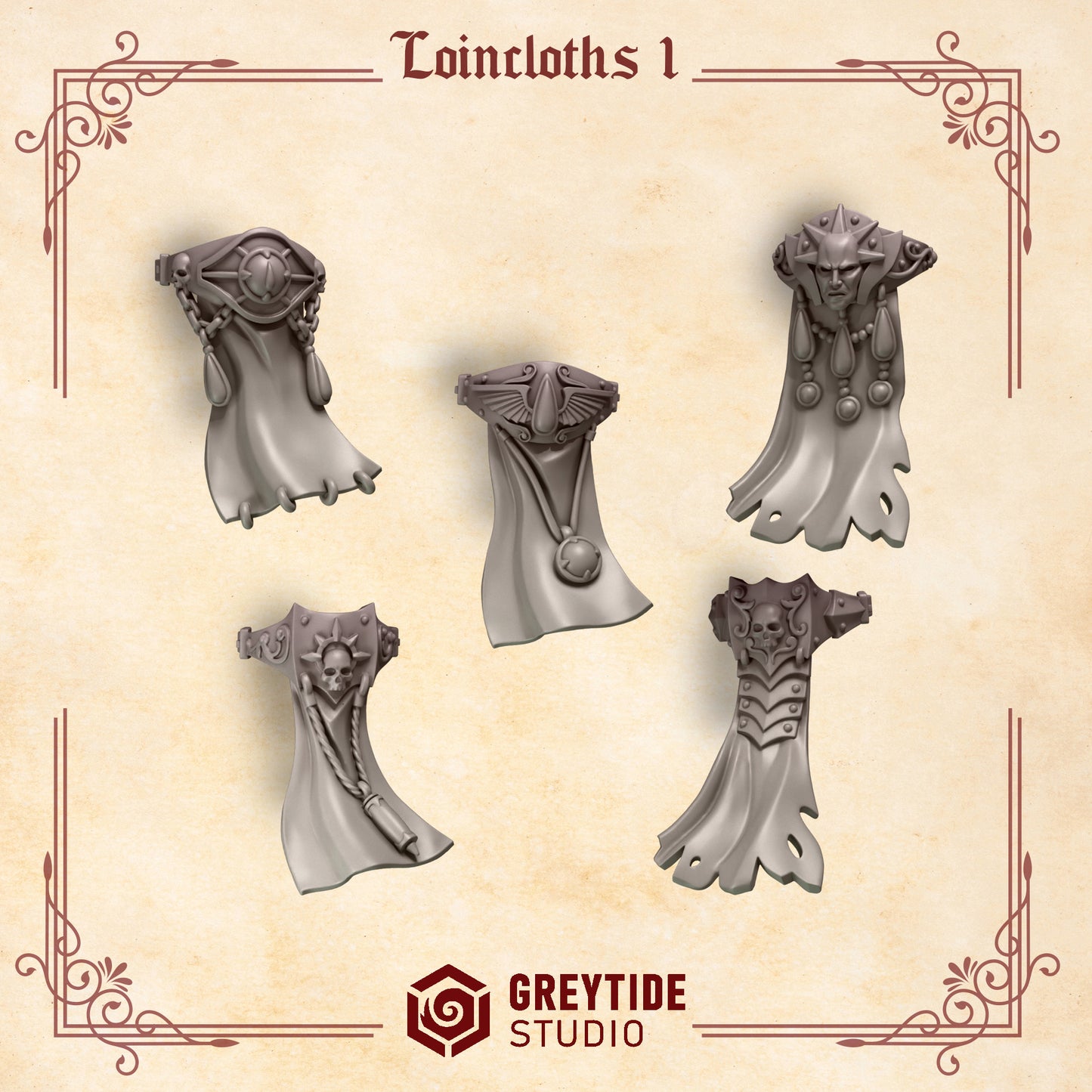 3d Printed Crimson Lords Loincloths x10 by Greytide Studio