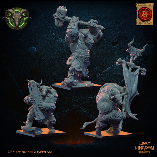 3D Printed Minotaurs Command Group by Lost Kingdom Miniatures