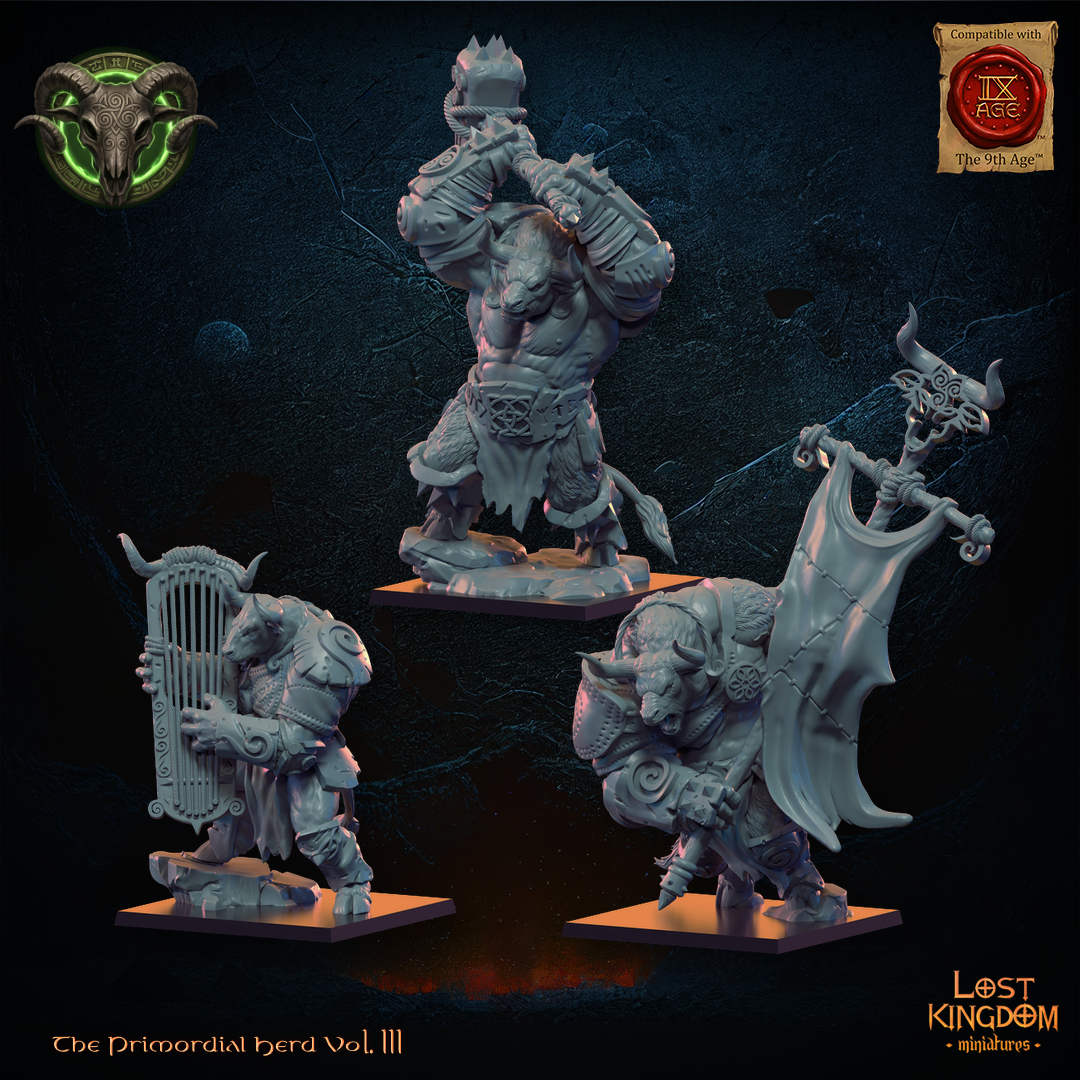 3D Printed Minotaurs Command Group by Lost Kingdom Miniatures