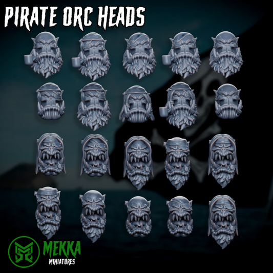 3d Printed Pirate Ork Heads x20 by Mekka Miniatures