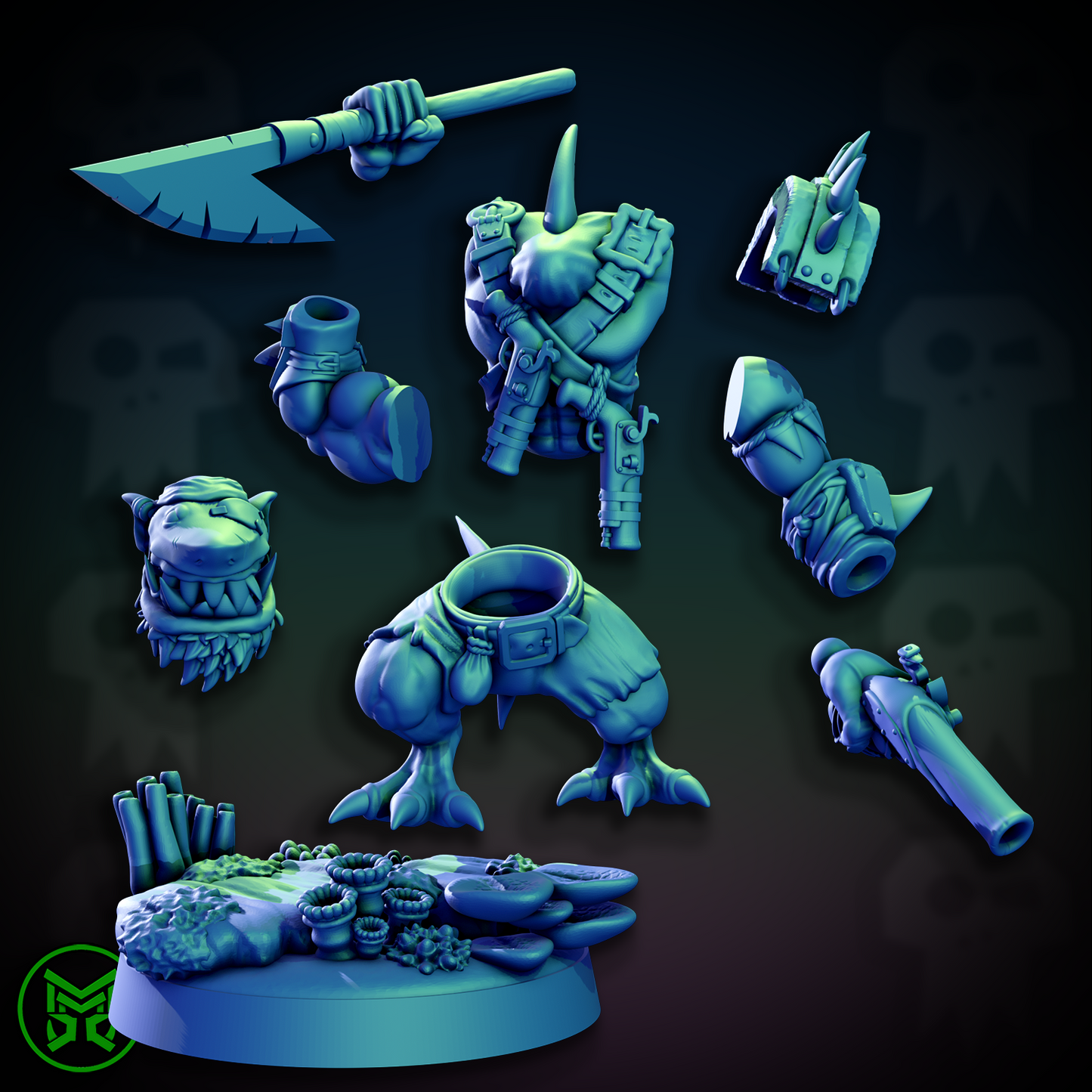 3d Printed Pirate Ork Beast Boys by Mekka Miniatures