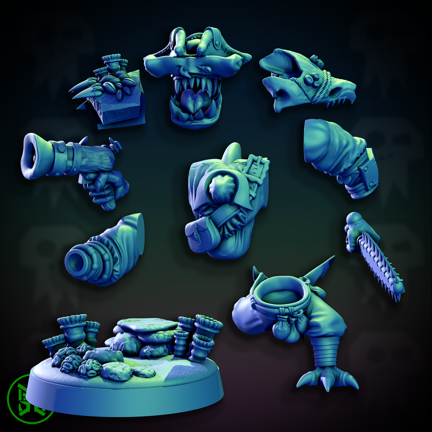 3d Printed Pirate Ork Beast Boys by Mekka Miniatures