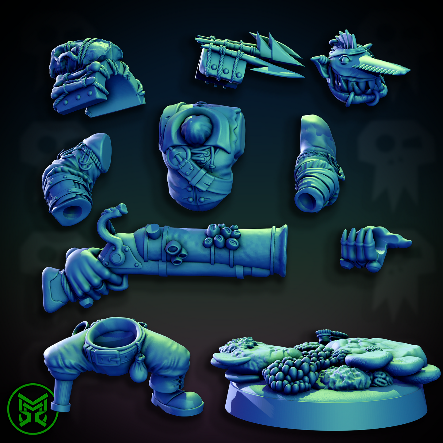 3d Printed Pirate Ork Beast Boys by Mekka Miniatures