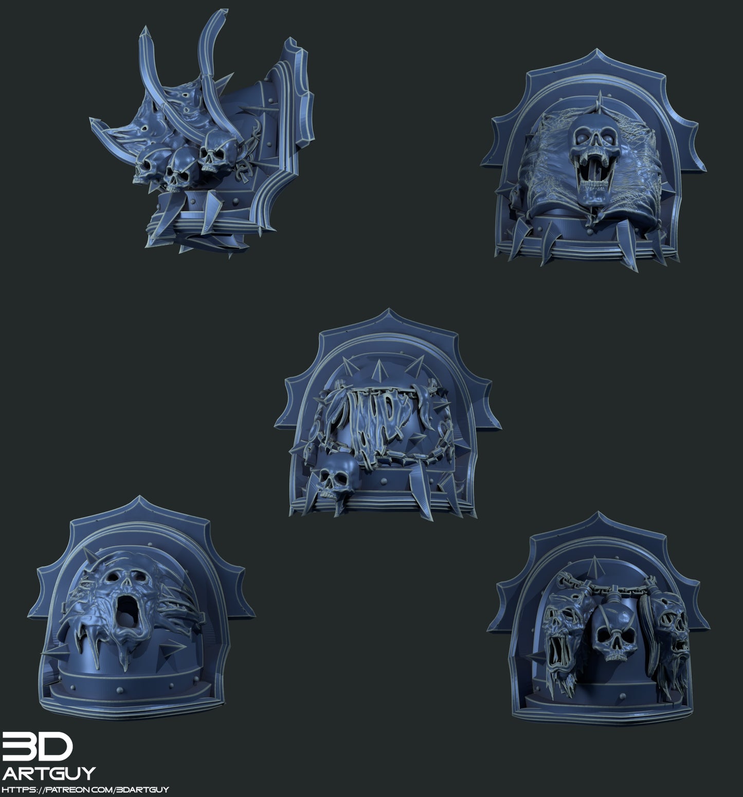3d Printed Nightmare Shoulderpads x10 by 3DArtGuy Miniatures