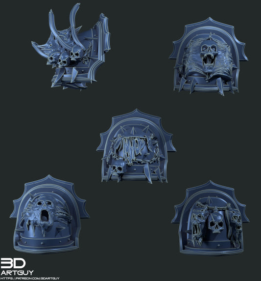 3d Printed Nightmare Shoulderpads x10 by 3DArtGuy Miniatures