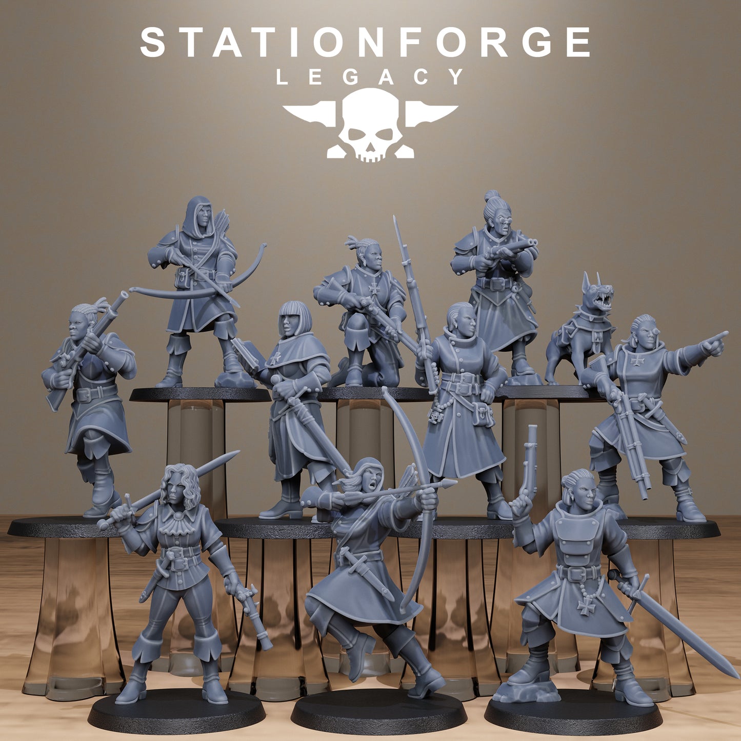 3D Printed Thorncrest Hunter Sisters by StationForge Miniatures
