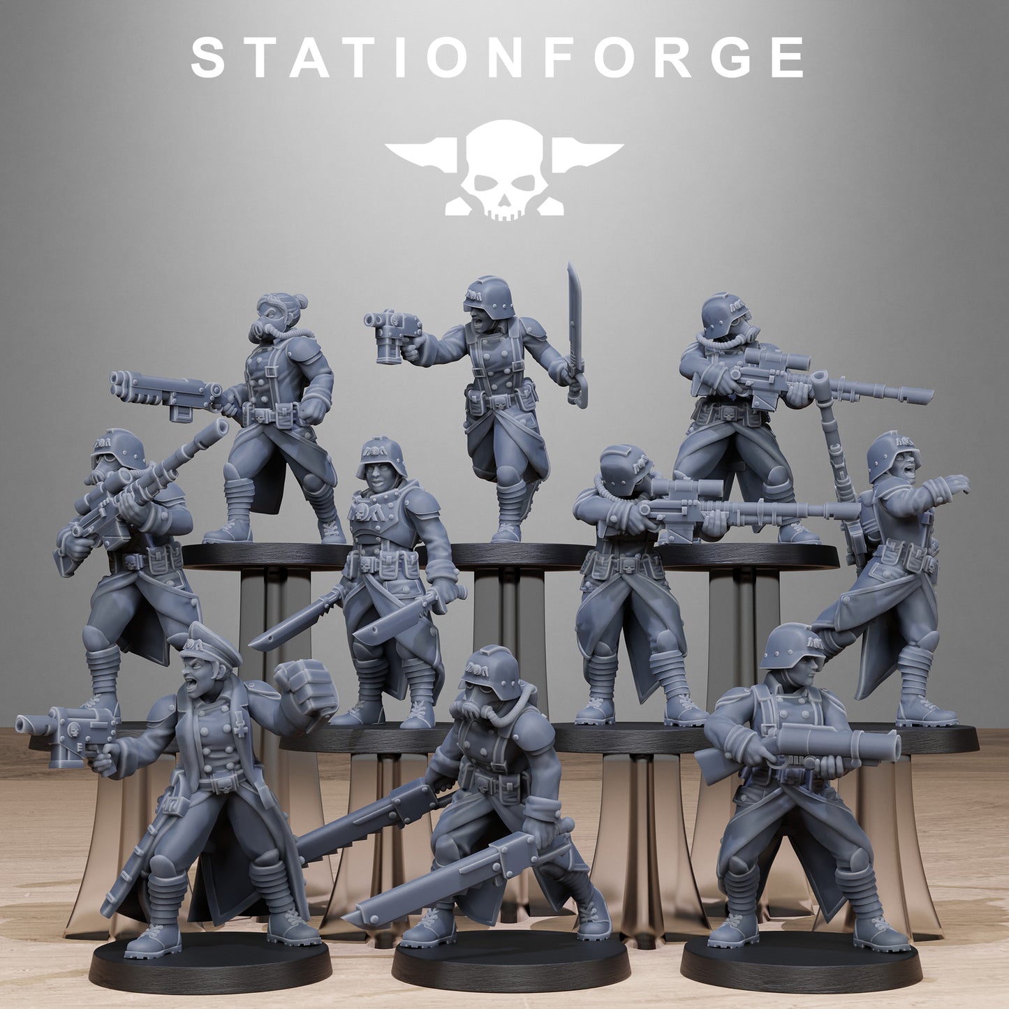 3D Printed Grimguard Steel Sisters by StationForge Miniatures