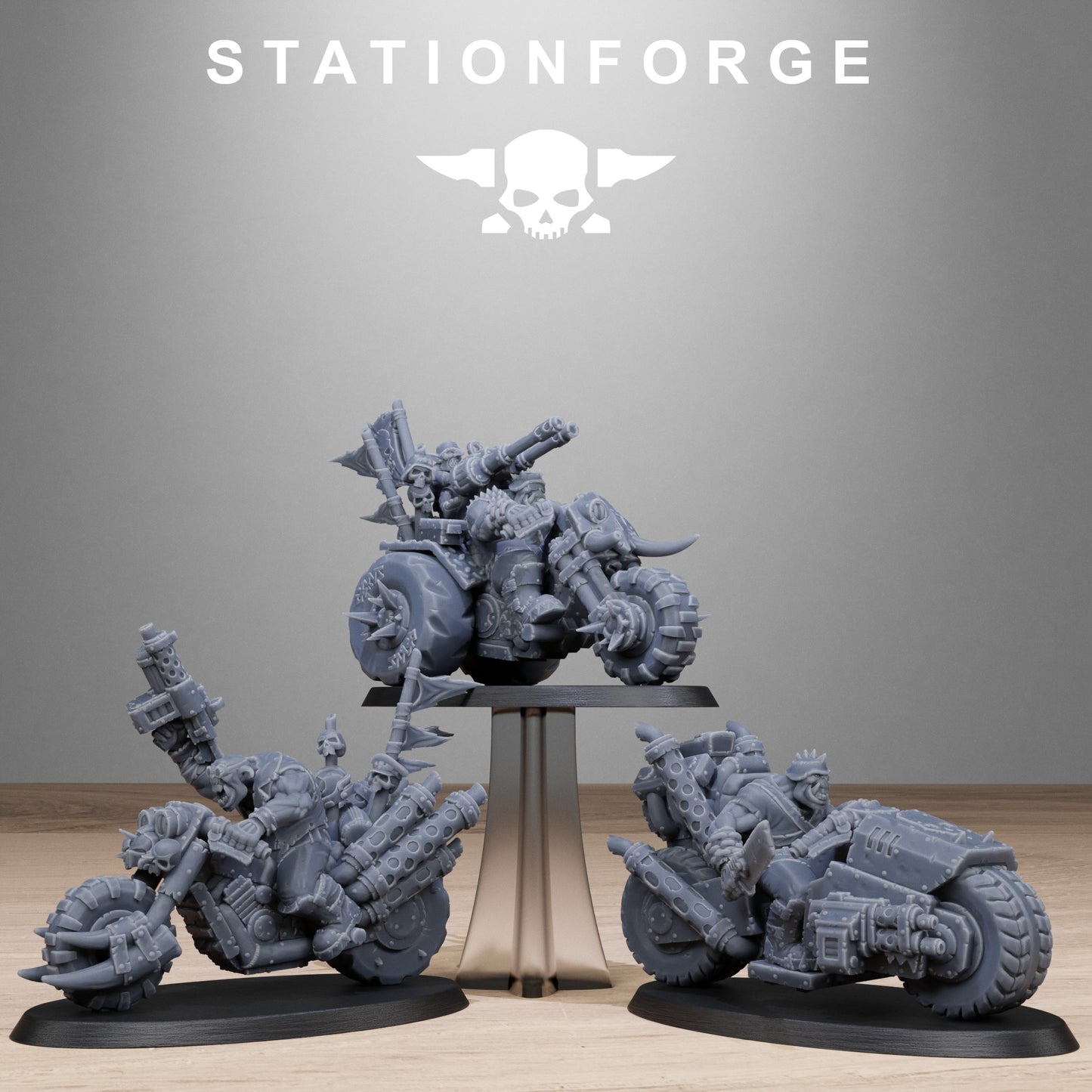 3D Printed Orkaz Bikers by StationForge Miniatures